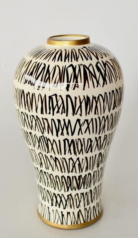 White With Black Design Vase